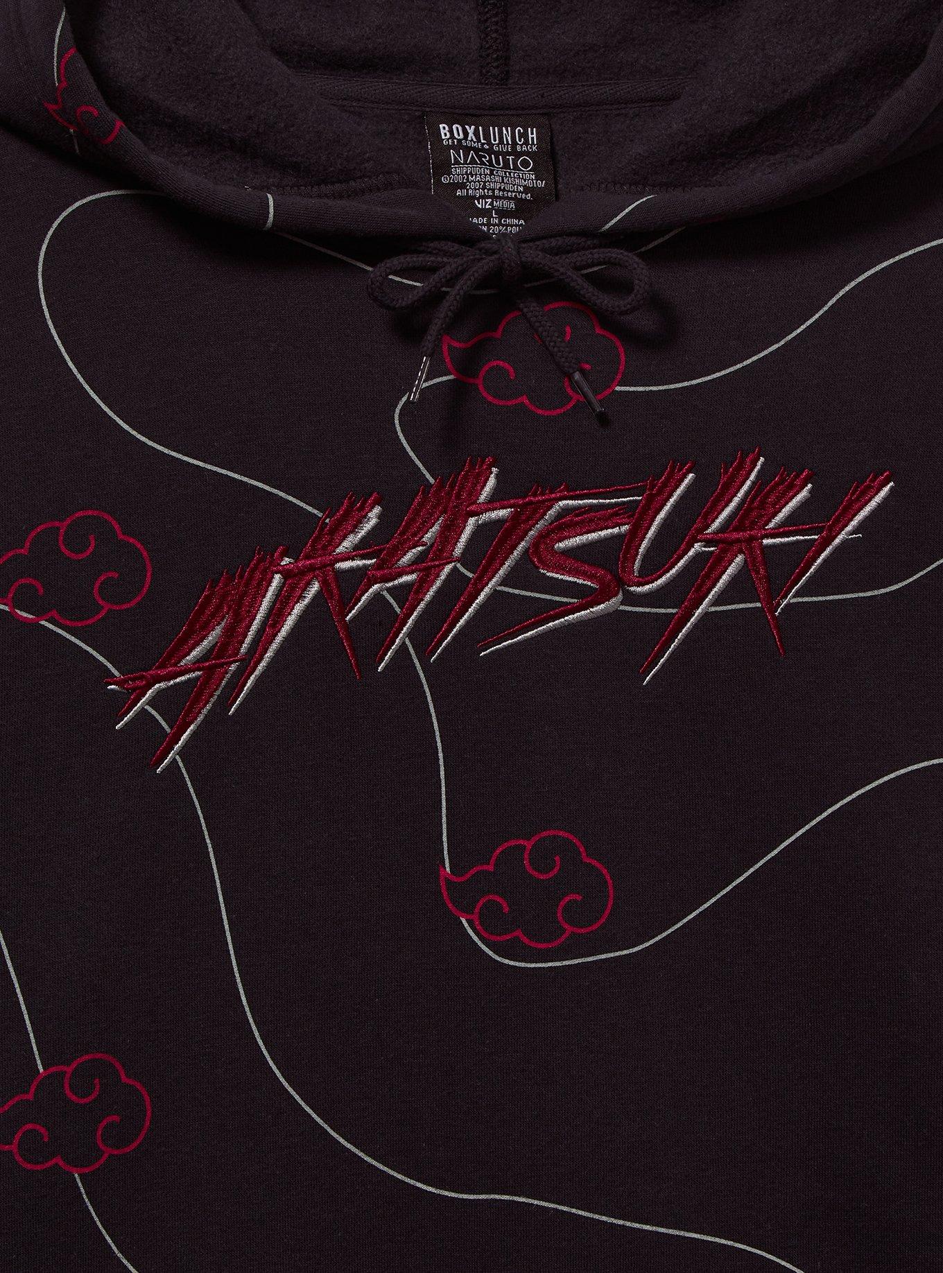 Naruto Shippuden Akatsuki Clouds Patterned Hooded Sweatshirt - BoxLunch Exclusive, BLACK, alternate