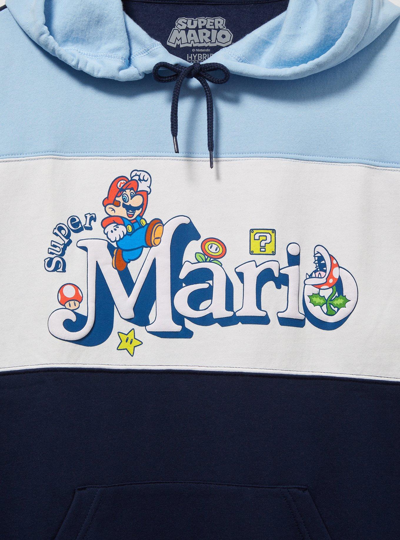 Nintendo Super Mario Icons Color Block Hoodie - BoxLunch Exclusive, BLUE, alternate