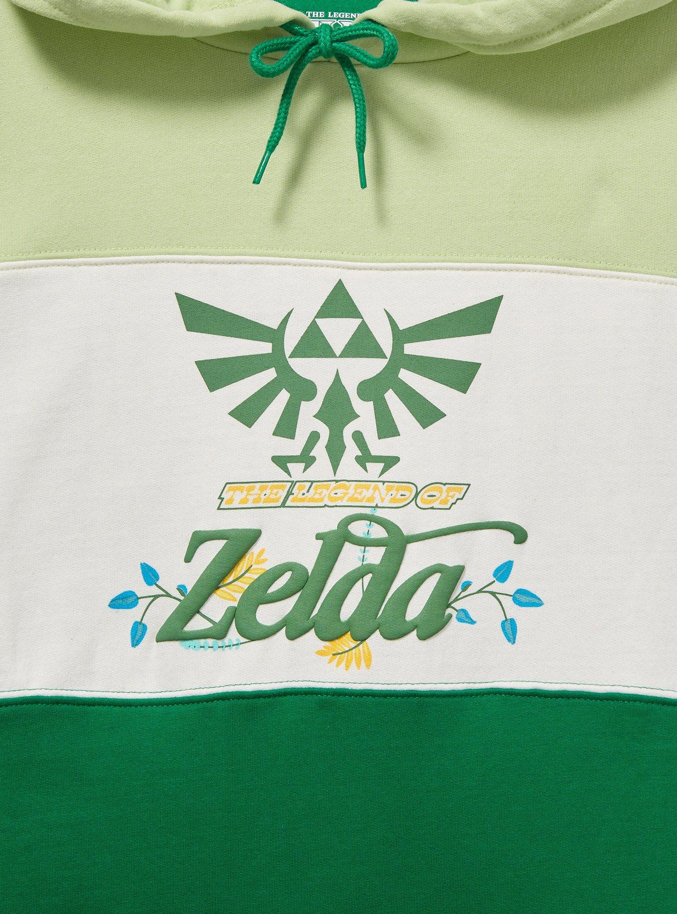 Nintendo The Legend of Zelda Hyrule Crest Color Block Hoodie - BoxLunch Exclusive, GREEN, alternate