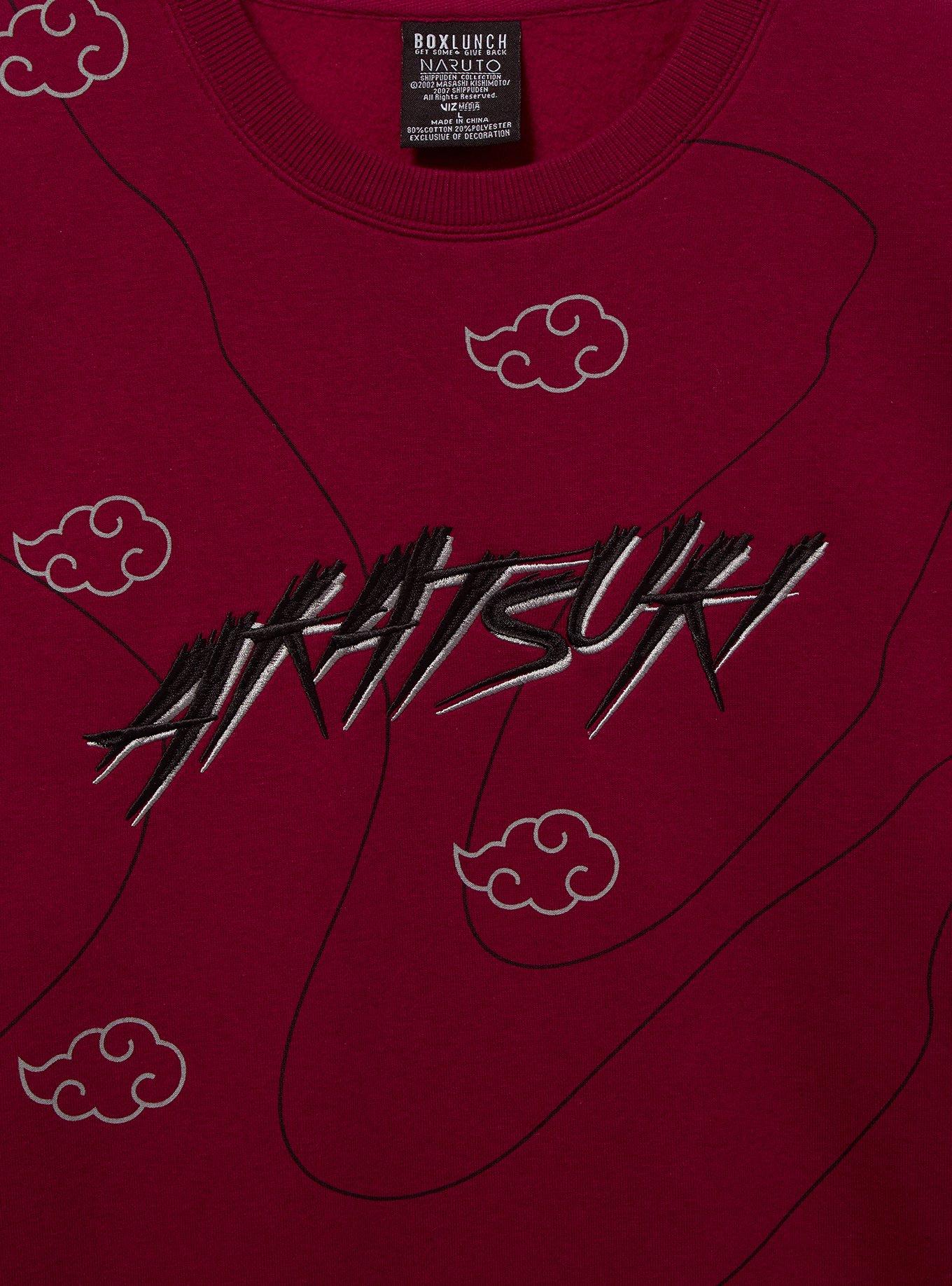 Naruto Shippuden Akatsuki Clouds Patterned Crewneck - BoxLunch Exclusive, DARK RED, alternate