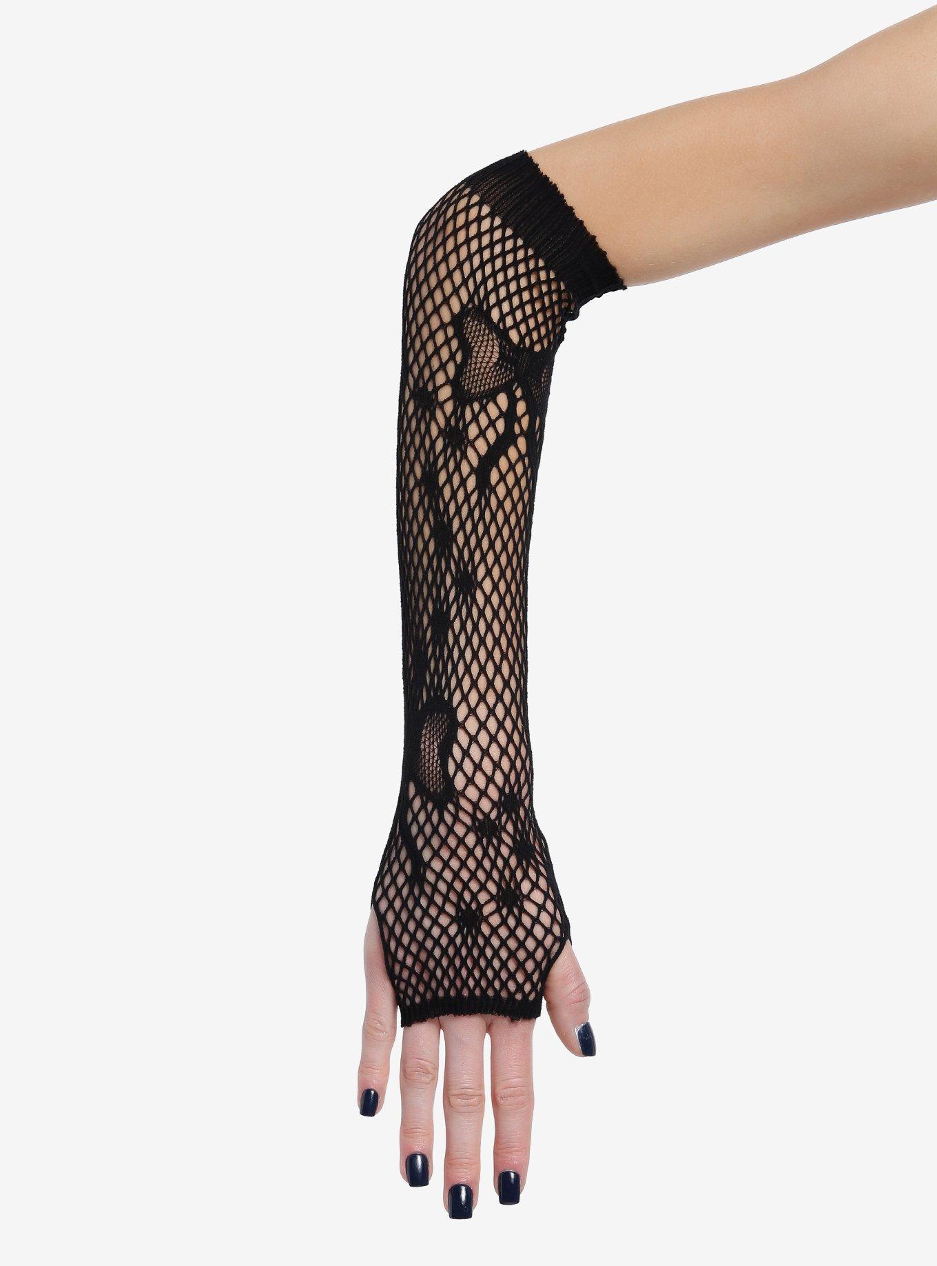 Butterfly Black Fishnet Gloves, , alternate