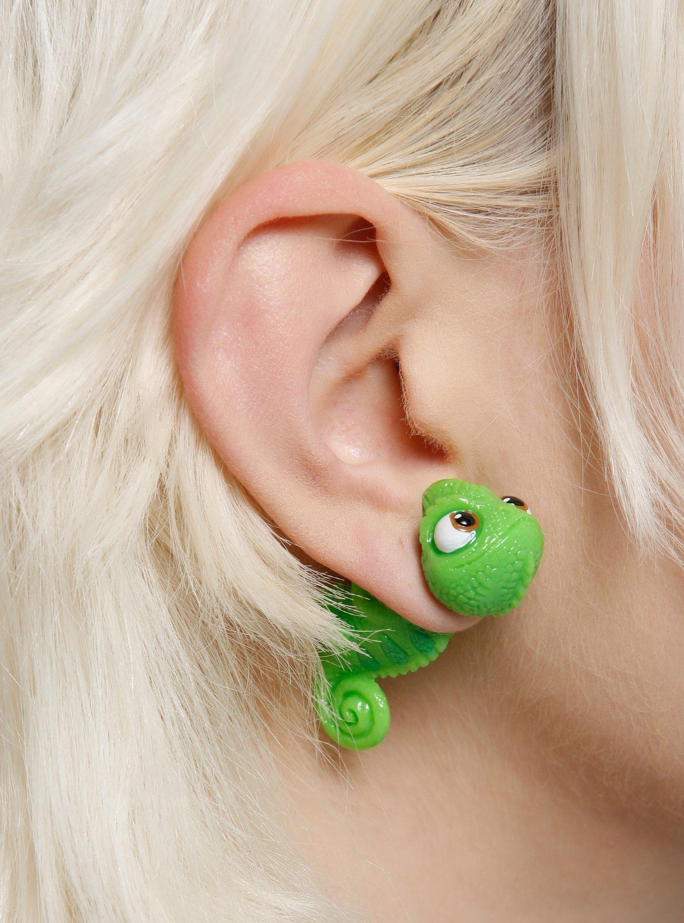 Disney Tangled Pascal Front/Back Earrings, , alternate