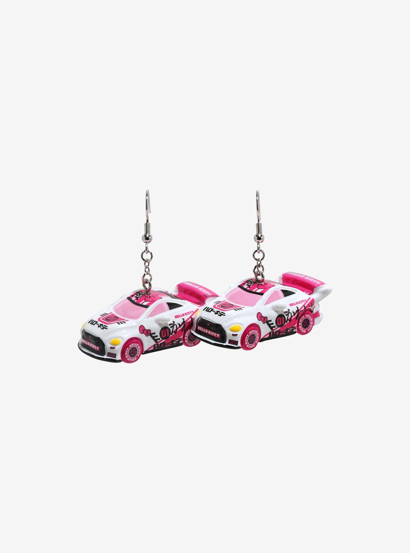 Hello Kitty Race Car Drop Earrings Hot Topic Exclusive, , alternate
