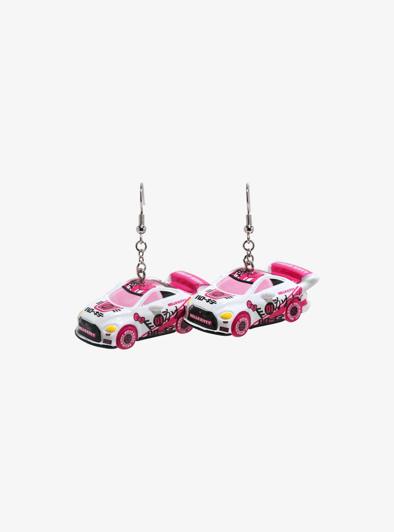 Hello Kitty Race Car Drop Earrings Hot Topic Exclusive, , hi-res