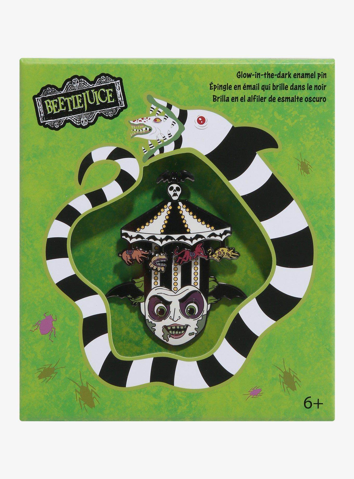 Loungefly Beetlejuice Carousel Glow-In-The-Dark 3 Inch Enamel Pin, , alternate