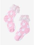 Pink Bunny Lace Bow Ankle Socks, , alternate