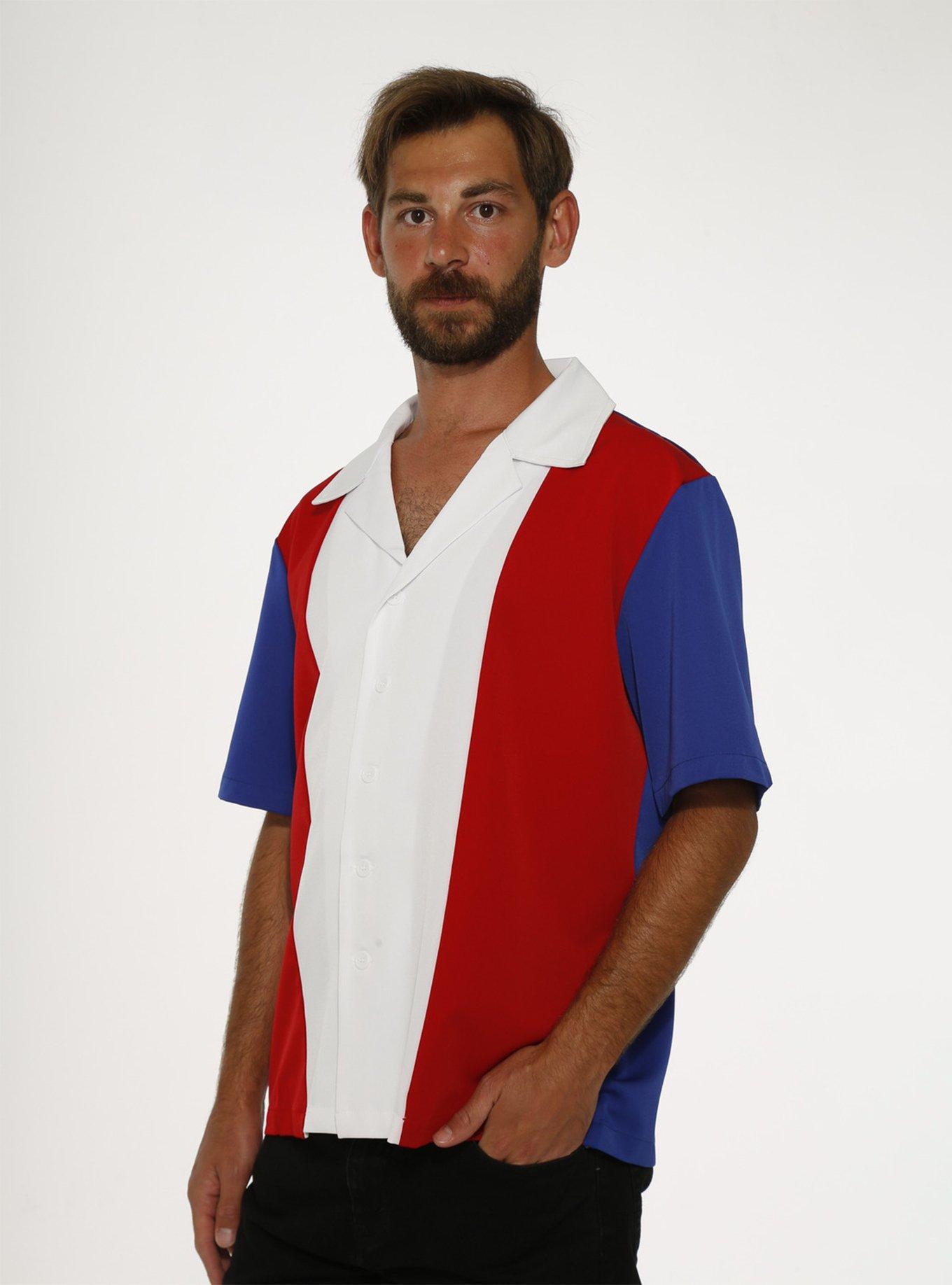 Blue Red White Button-Up Shirt, , hi-res