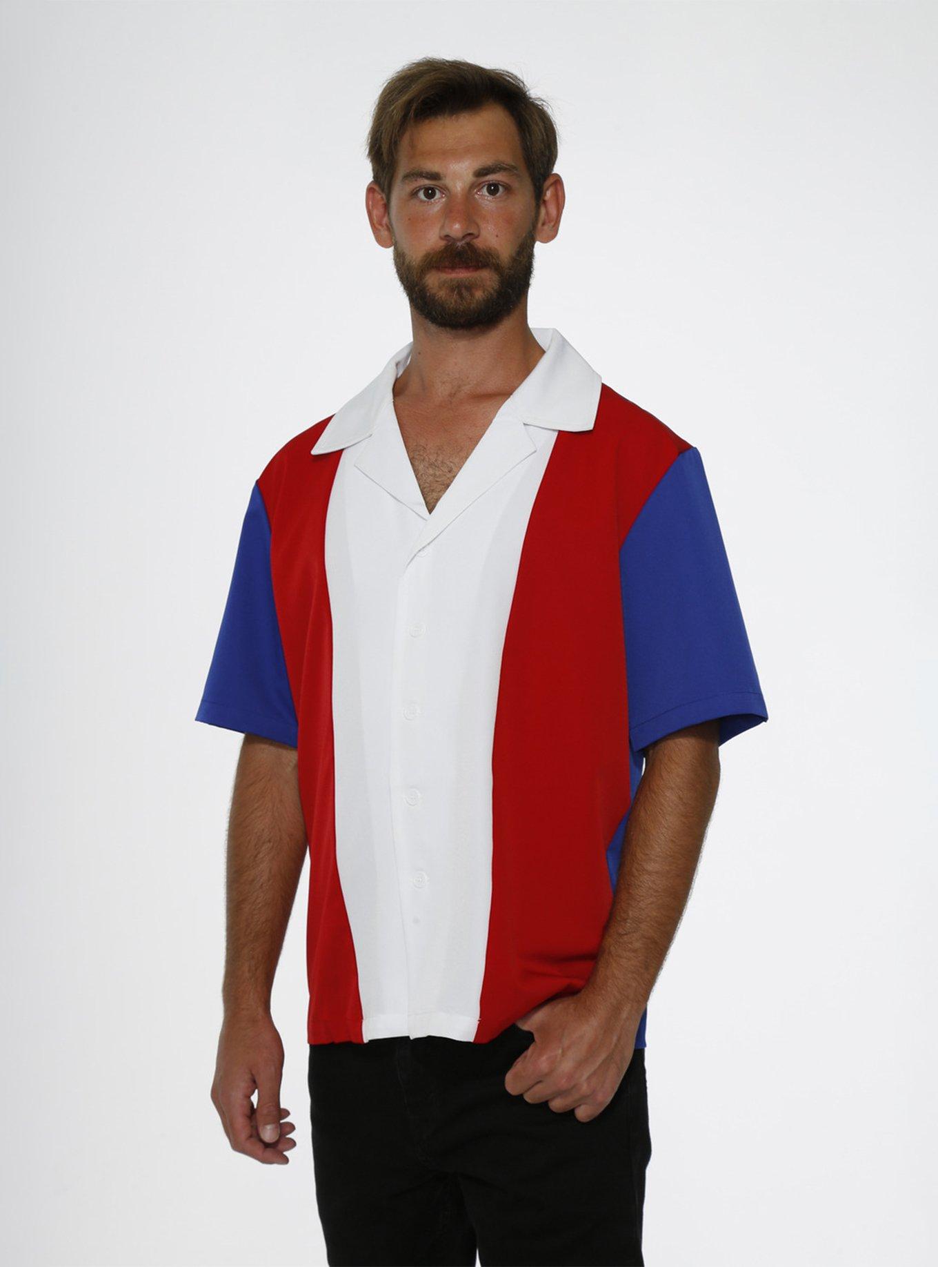Blue Red White Button-Up Shirt, MULTI, alternate