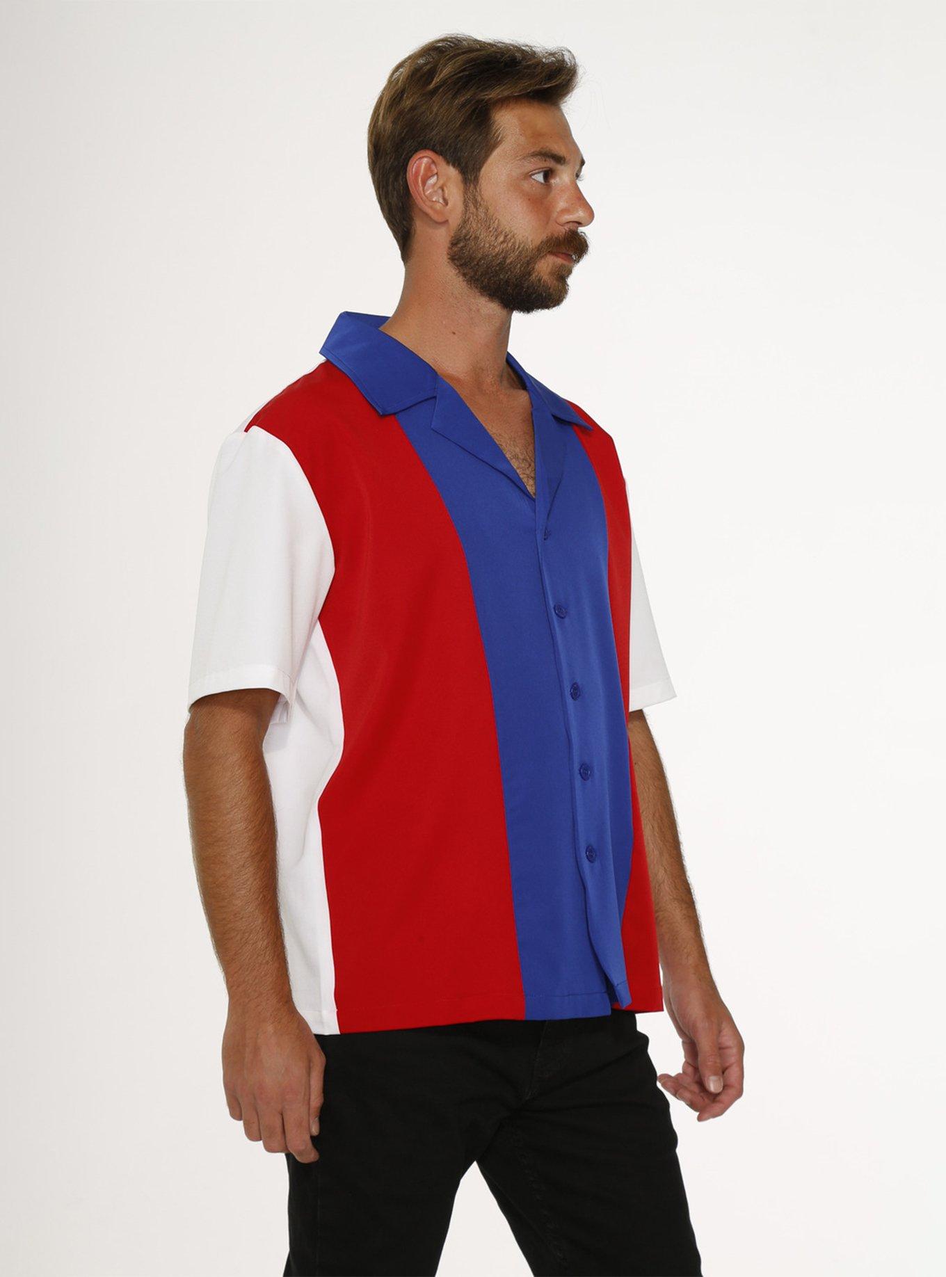 White Red Blue Button-Up Shirt, MULTI, alternate