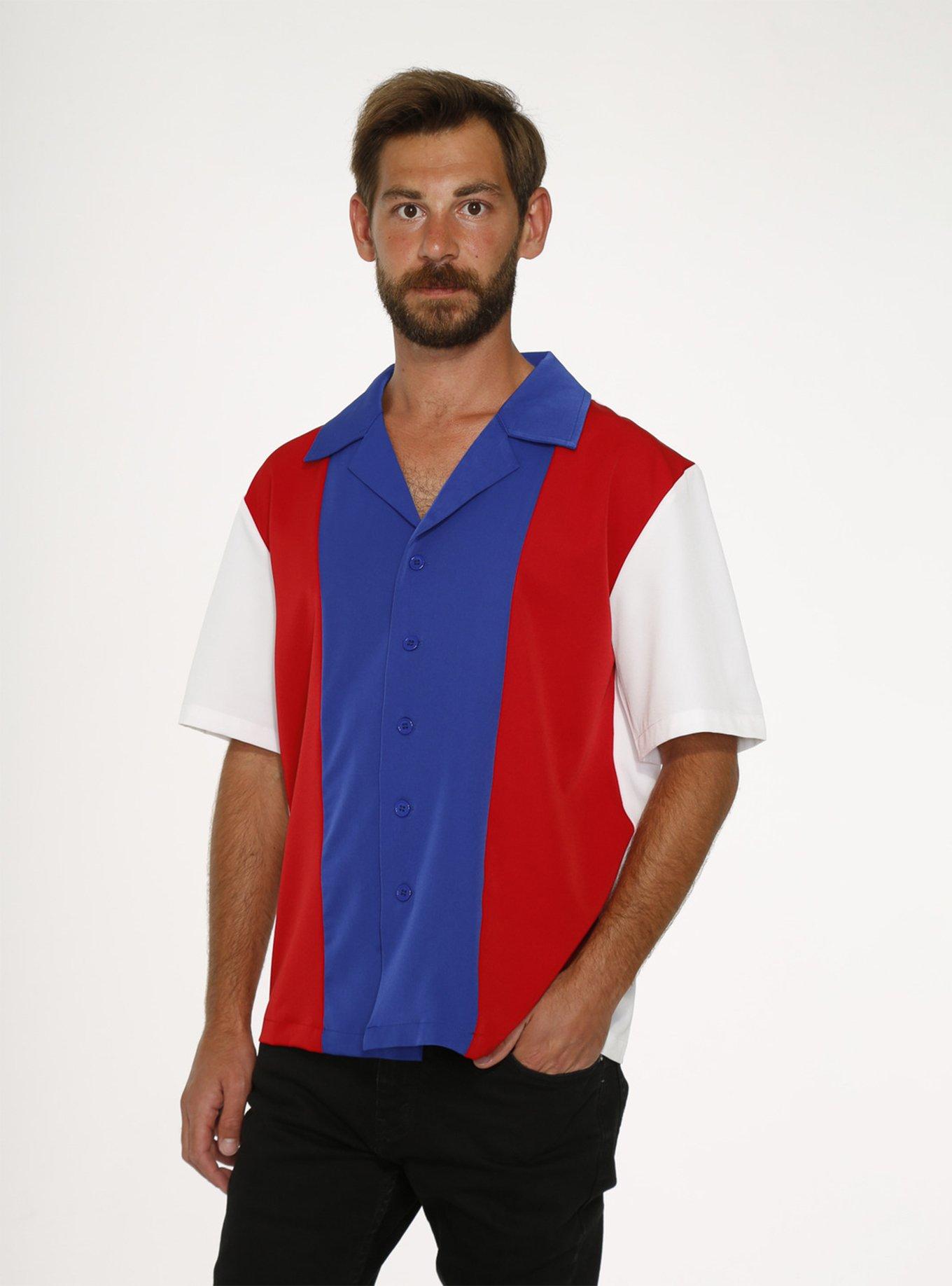 White Red Blue Button-Up Shirt, MULTI, alternate