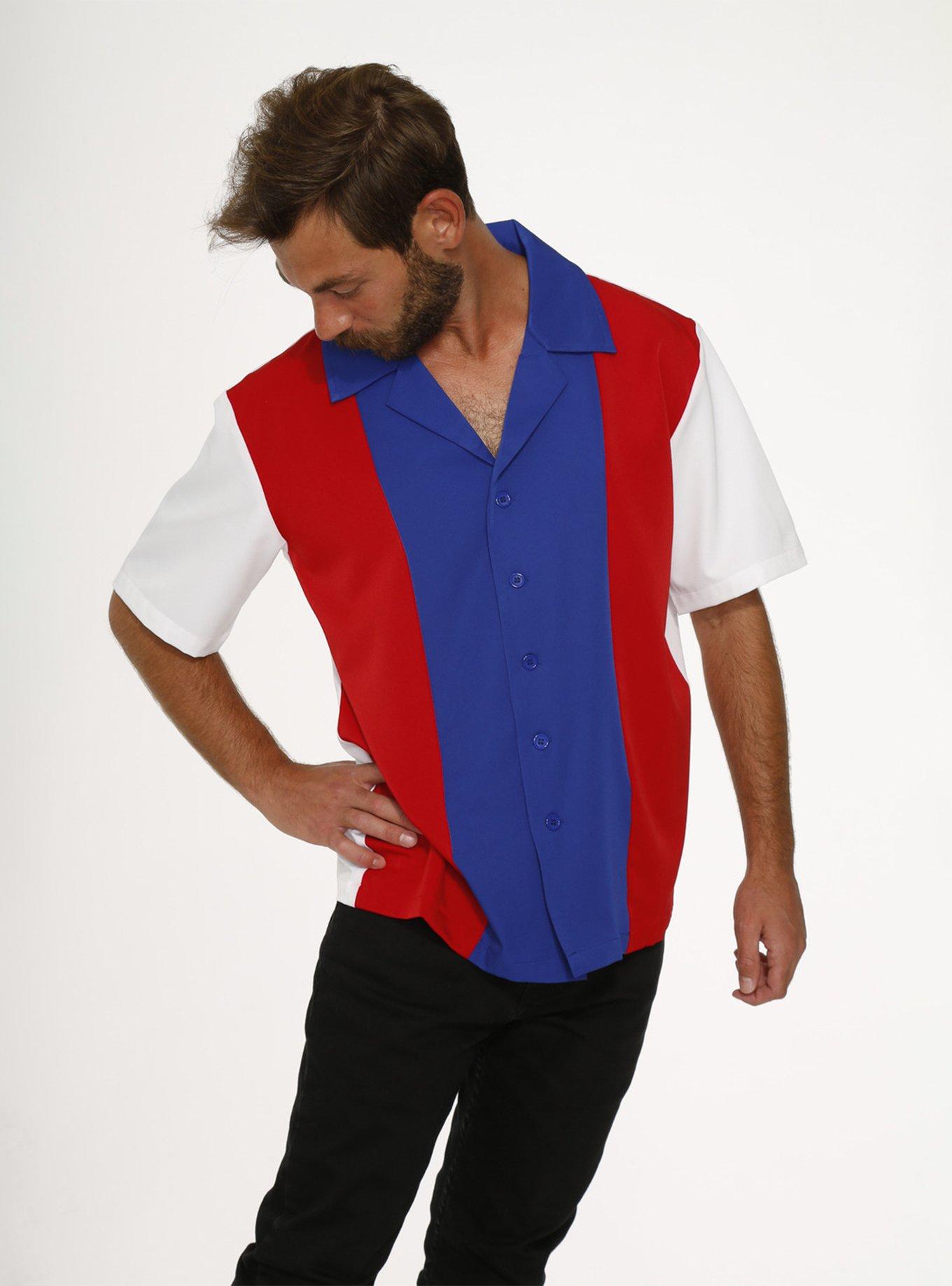 White Red Blue Button-Up Shirt, MULTI, alternate