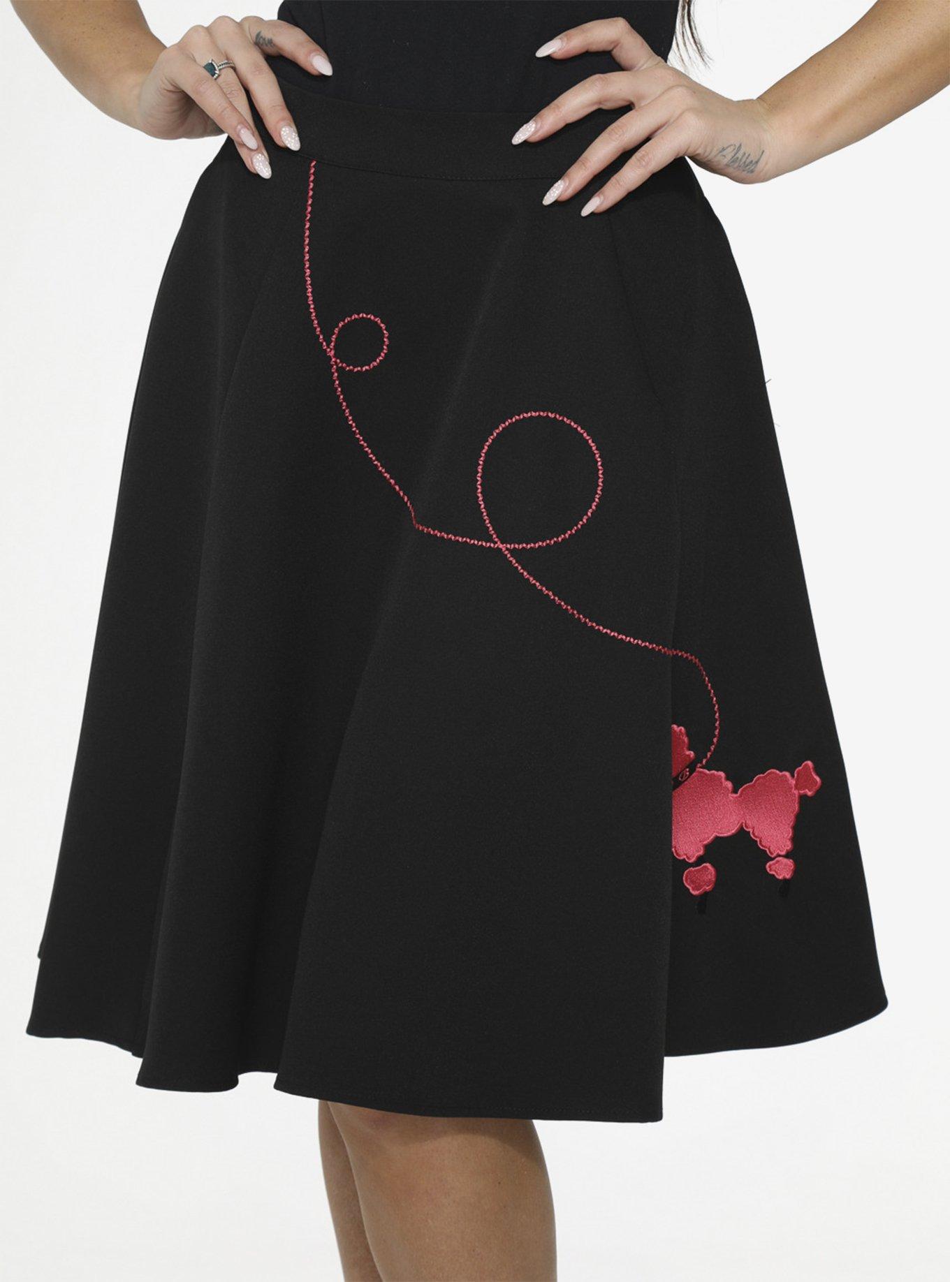 Black Hot Pink Poodle Skirt, BLACK, alternate