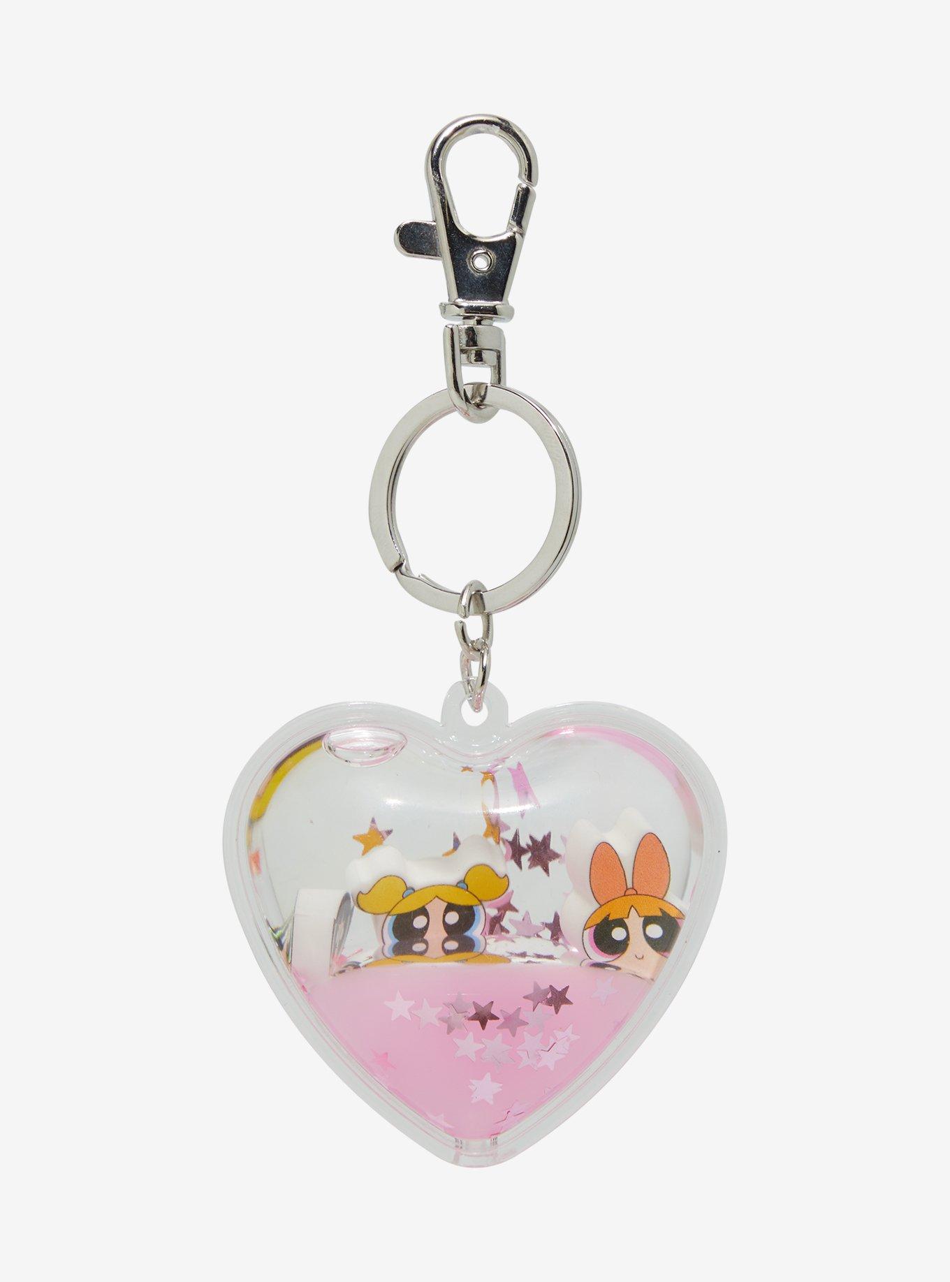 The Powerpuff Girls Glitter 3D Floating Heart Keychain