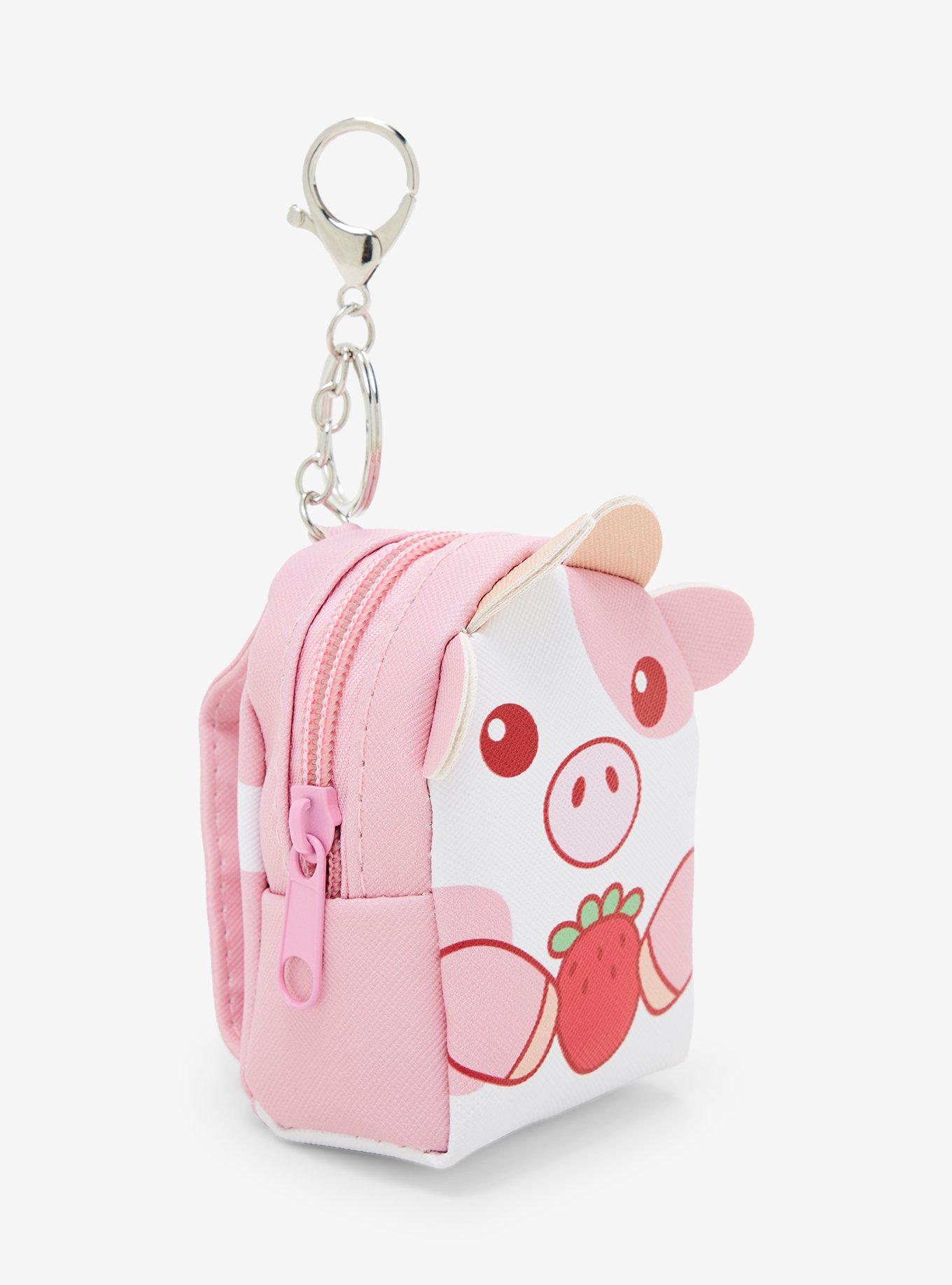 Strawberry Cow Mini Backpack Keychain