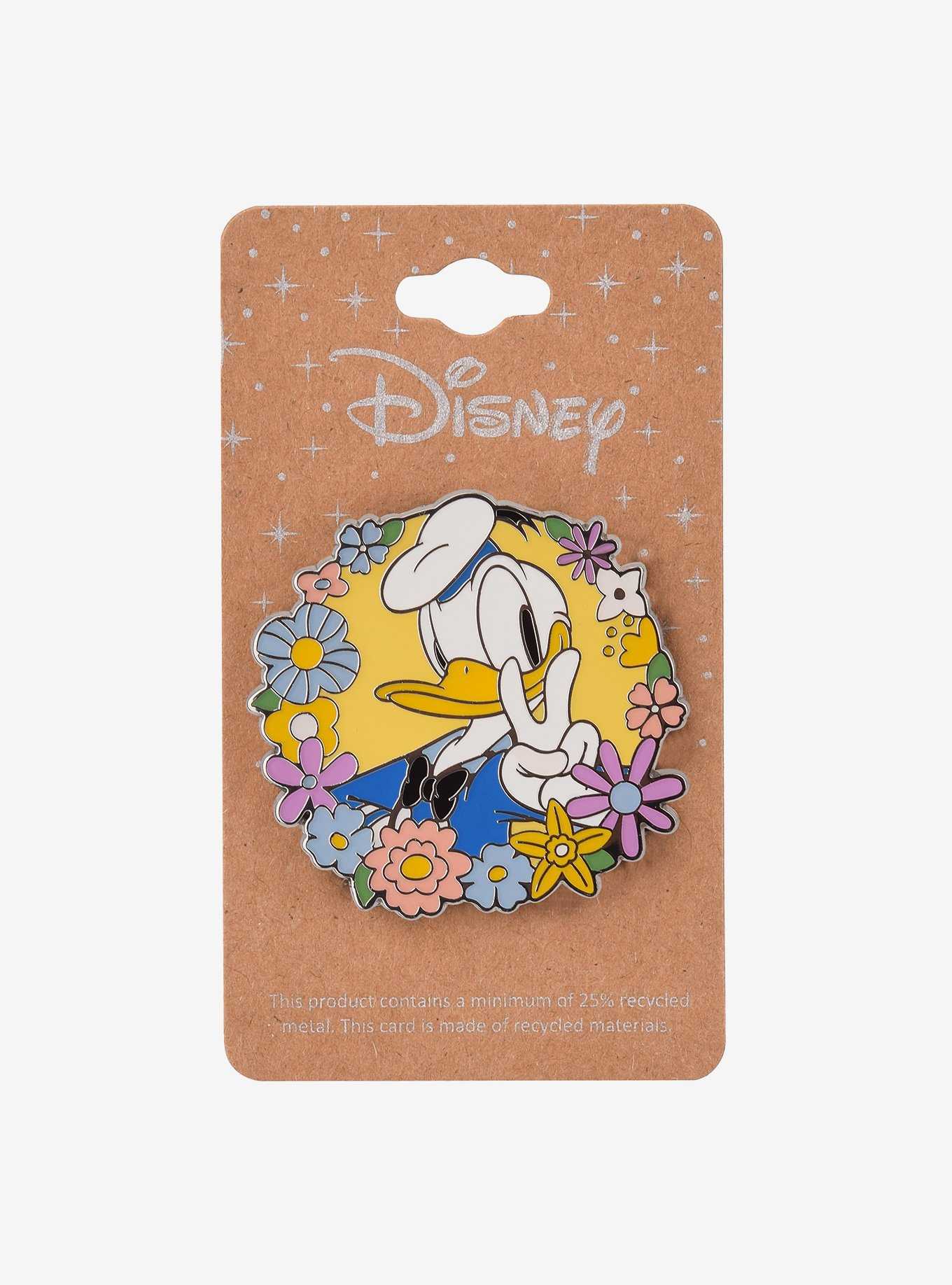 Disney Donald Duck Flower Peace Sign Enamel Pin — BoxLunch Exclusive, , hi-res