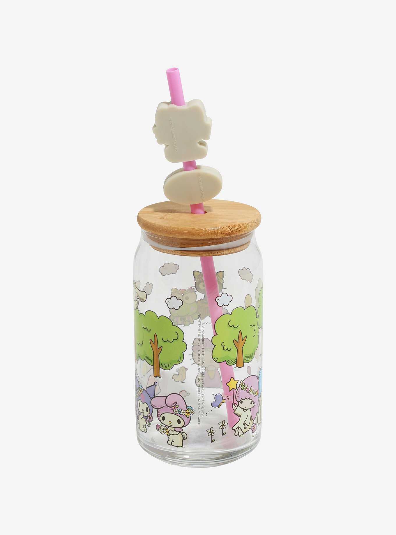 Hello Kitty And Friends Flower Crowns Lidded Glass Tumbler, , hi-res