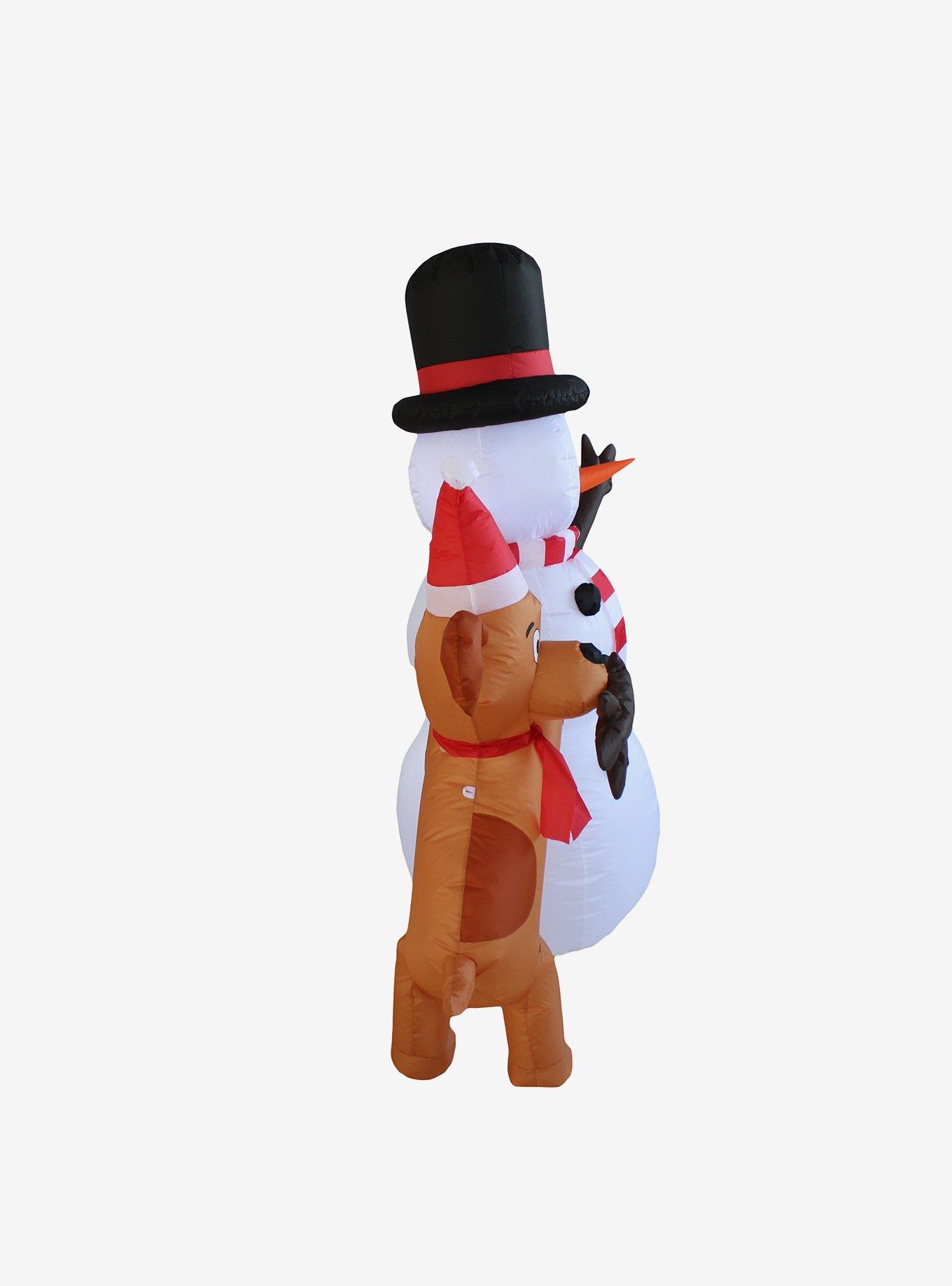 Animated Puppy and Snowman Inflatable Decor, , alternate