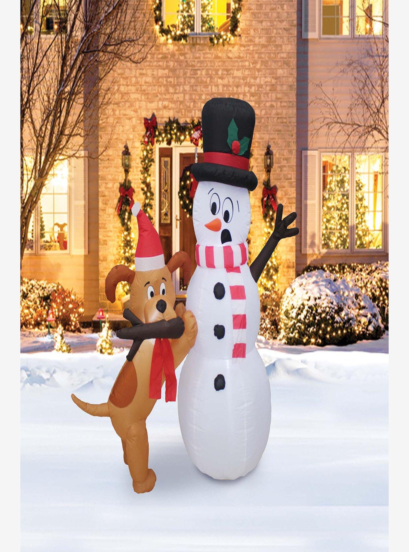 Animated Puppy and Snowman Inflatable Decor, , alternate
