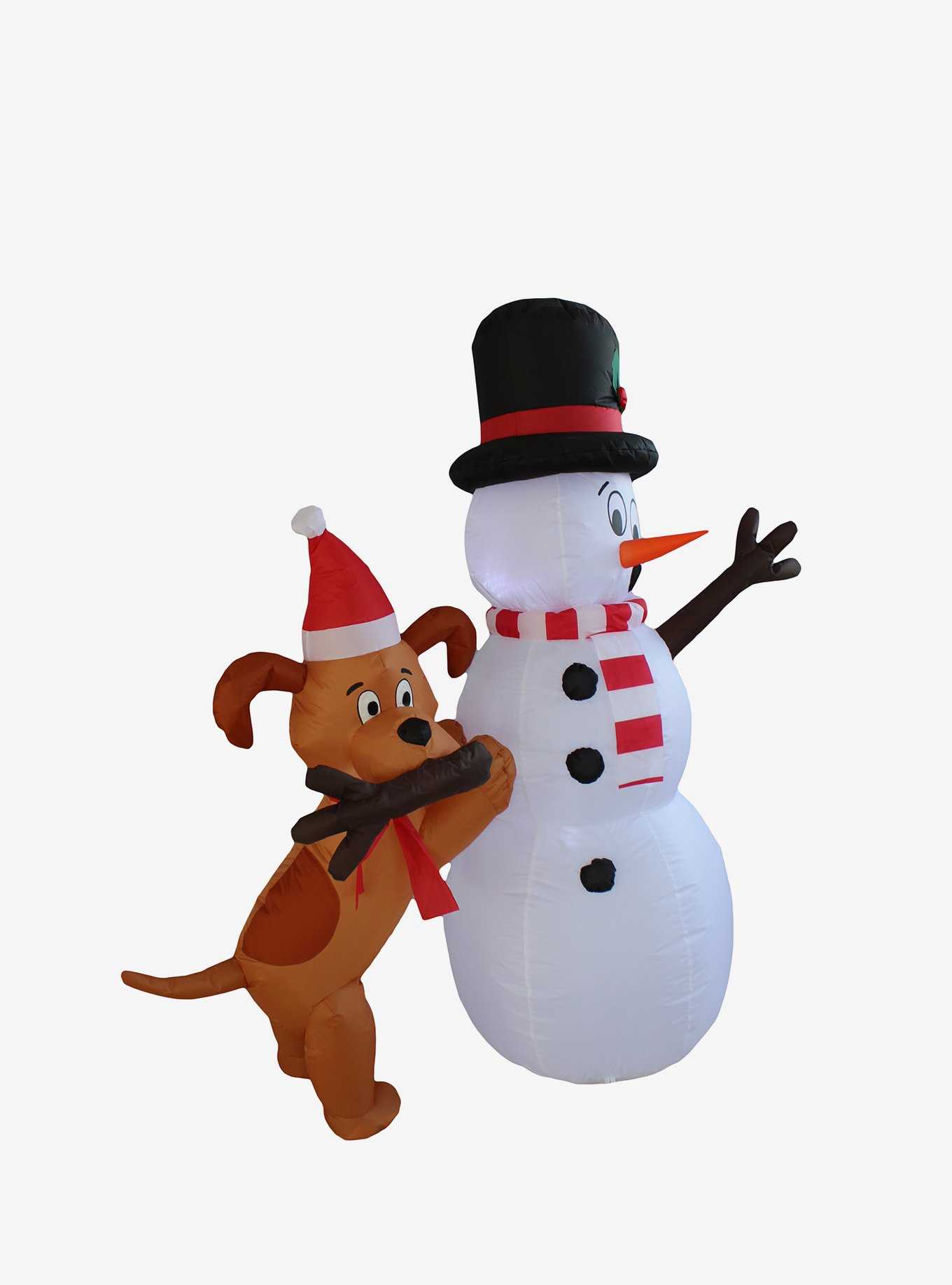 Animated Puppy and Snowman Inflatable Decor, , hi-res