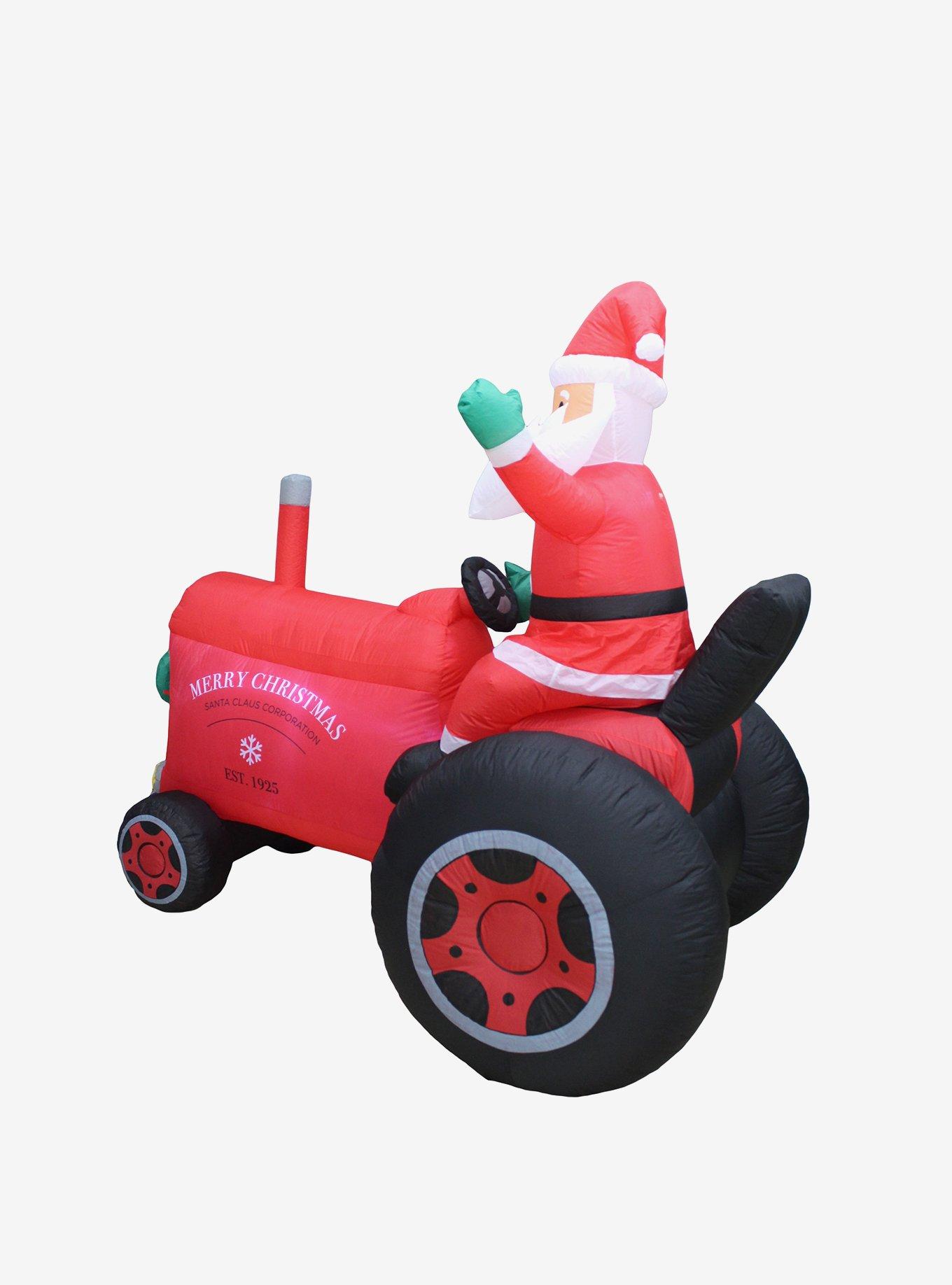 Santa on Vintage Tractor Inflatable Decor, , alternate
