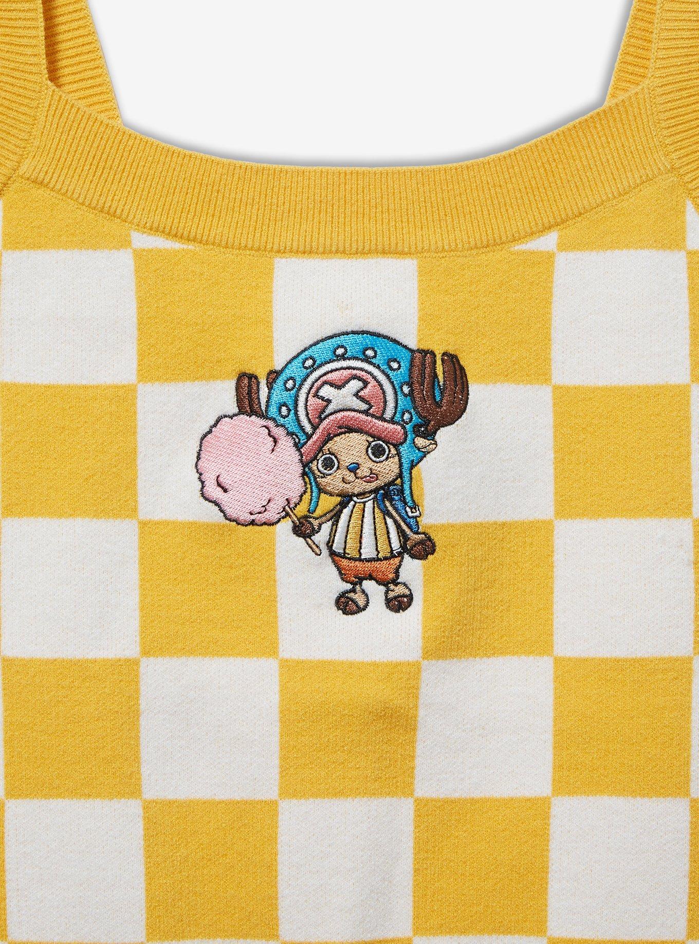 One Piece Chopper Cotton Candy Women's Cropped Knit Tank &mdash; BoxLunch Exclusive, CHECKERED, alternate