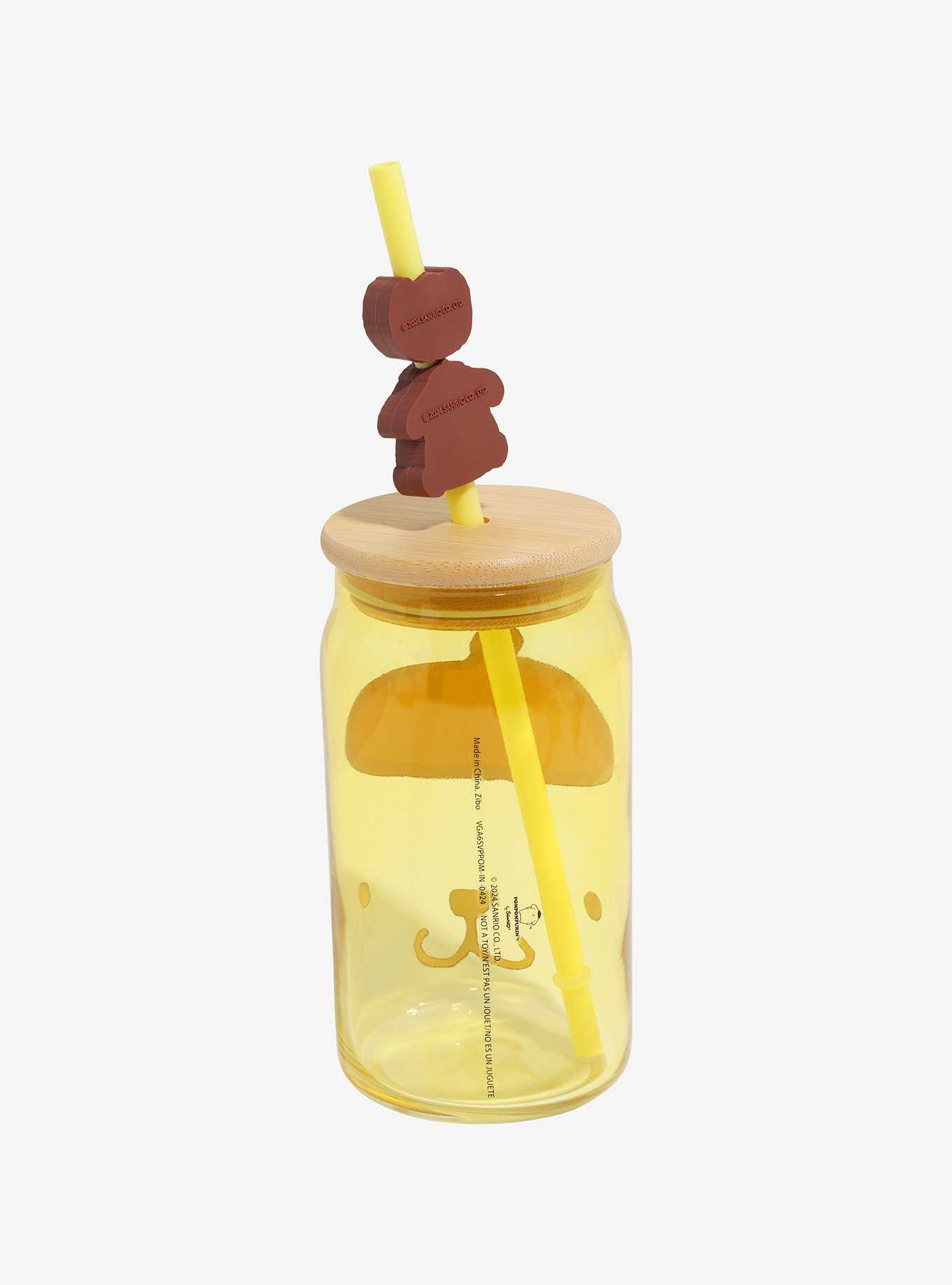 Pompompurin Face Straw Topper Glass Travel Cup, , hi-res
