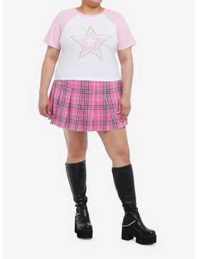 Sweet Society Rhinestone Star Girls Crop Baby Raglan T-Shirt Plus Size, , hi-res