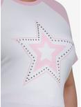 Sweet Society Rhinestone Star Girls Crop Baby Raglan T-Shirt Plus Size, , alternate