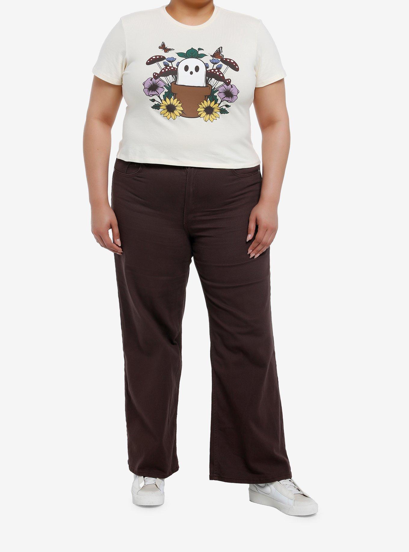 Thorn & Fable Ghost & Flowers Girls Crop T-Shirt Plus Size, , hi-res