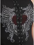 Social Collision Winged Heart Lace-Up Girls Tank Top Plus Size, RED, alternate
