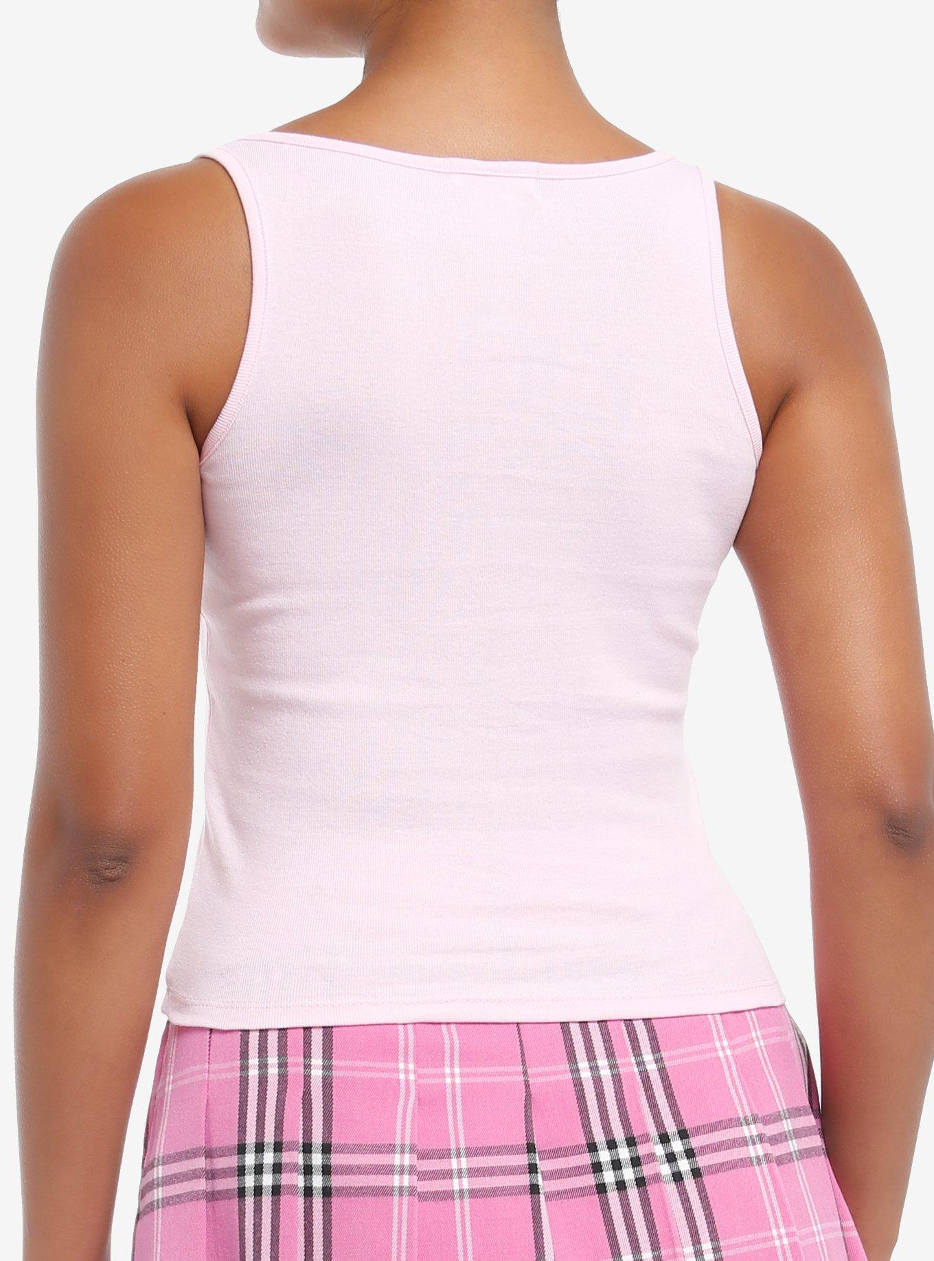 Pink Butterfly Rhinestone Girls Racerback Tank Top, PINK, alternate