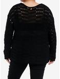 Social Collision Black Destructed Boyfriend Fit Girls Sweater Plus Size, BLACK, alternate