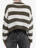 Olive & White Stripe Girls Crop Sweater, , alternate