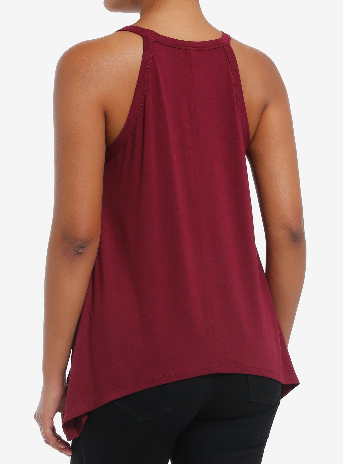 Skull Fishnet Panel Girls Tank Top, BLACK, alternate