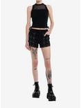 Social Collision Fishnet Grommet Lace-Up Girls Tank Top, BLACK, alternate