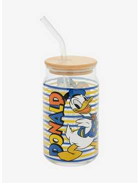 Disney Donald Duck Striped Glass Cup with Lid, , hi-res