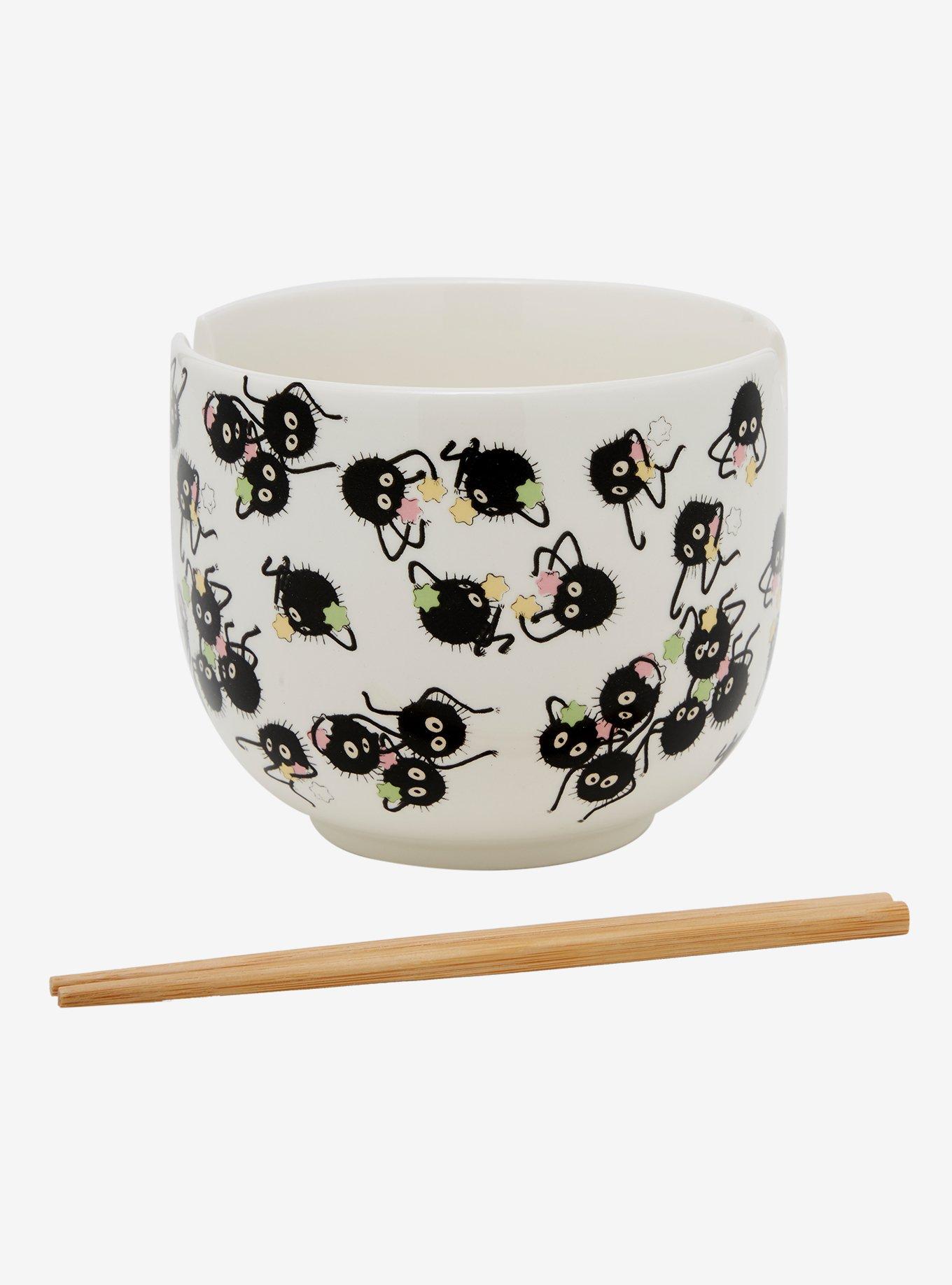 Studio Ghibli Spirited Away Soot Sprites Allover Print Ramen Bowl with Chopsticks