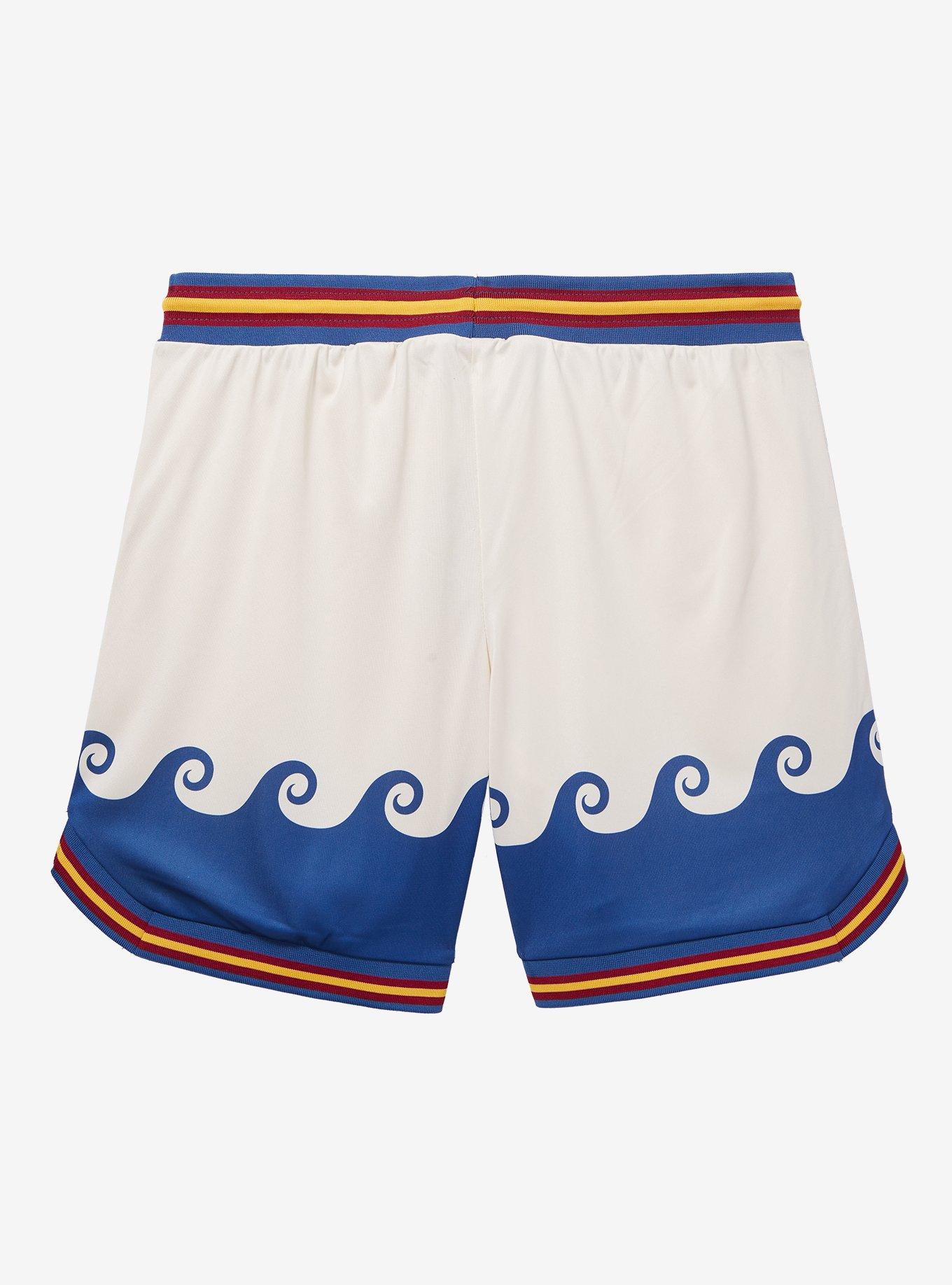 One Piece Luffy Straw Hat Crew Wave Shorts — BoxLunch Exclusive, OFF WHITE, alternate