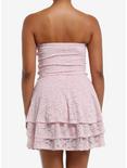 Sweet Society Pink Lace Ruffle Strapless Dress, PINK, alternate