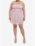 Sweet Society Pink Lace Ruffle Strapless Dress Plus Size, PINK, alternate