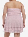 Sweet Society Pink Lace Ruffle Strapless Dress Plus Size, PINK, alternate