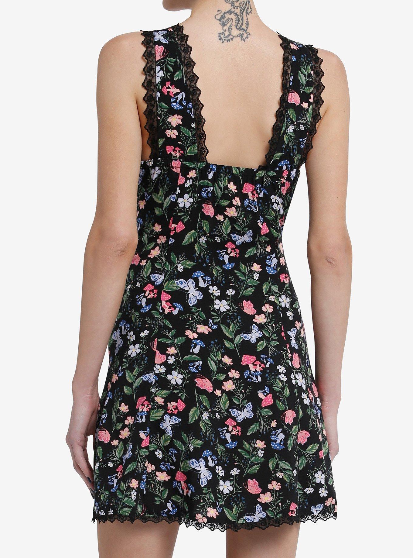 Thorn & Fable Butterfly Floral Lace Babydoll Dress, BLUE, alternate