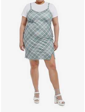 Teal Plaid Twofer Dress Plus Size, , hi-res