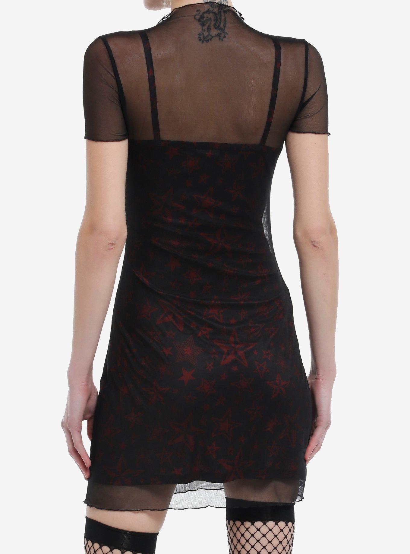 Social Collision Red & Black Star Twofer Cami Dress, RED, alternate