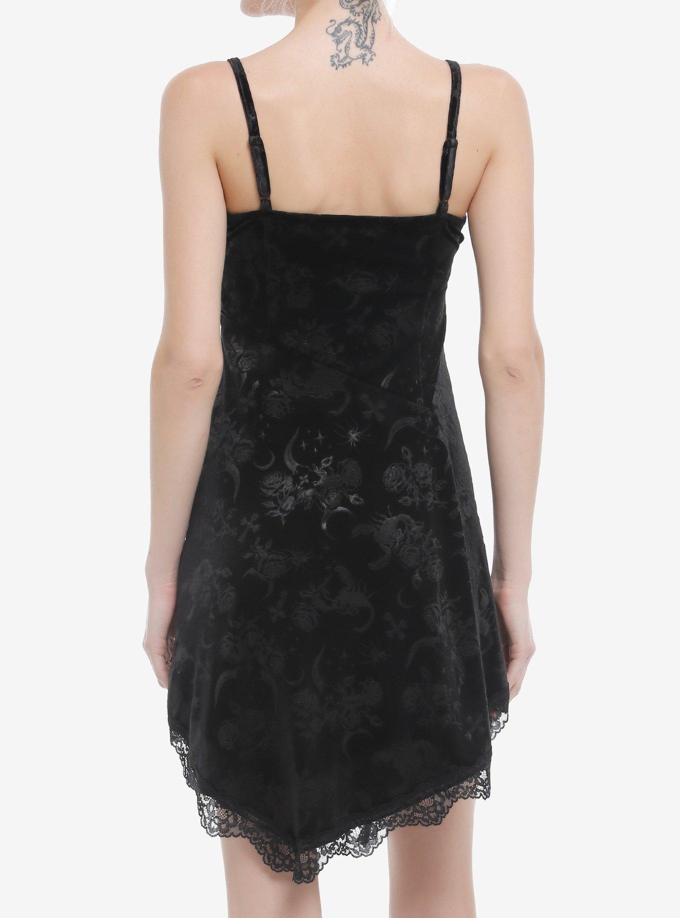 Cosmic Aura Black Celestial Scorpion Velvet Slip Dress, GREY, alternate
