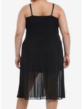 Cosmic Aura Black Lace Mesh Midi Dress Plus Size, BLACK, alternate