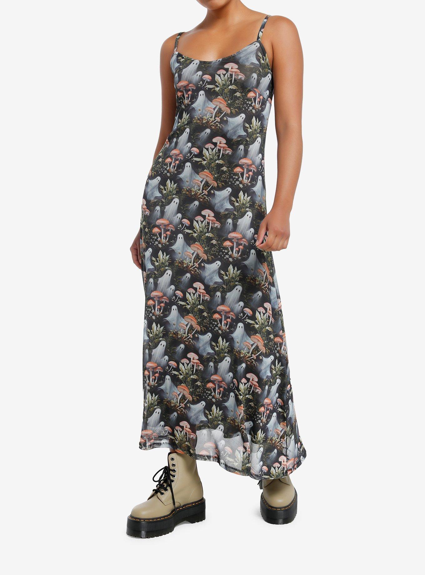 Thorn & Fable Mushrooms & Ghosts Strappy Midaxi Dress, , hi-res