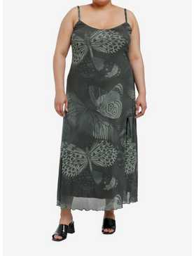 Thorn & Fable Green Butterfly Slit Maxi Dress Plus Size, , hi-res