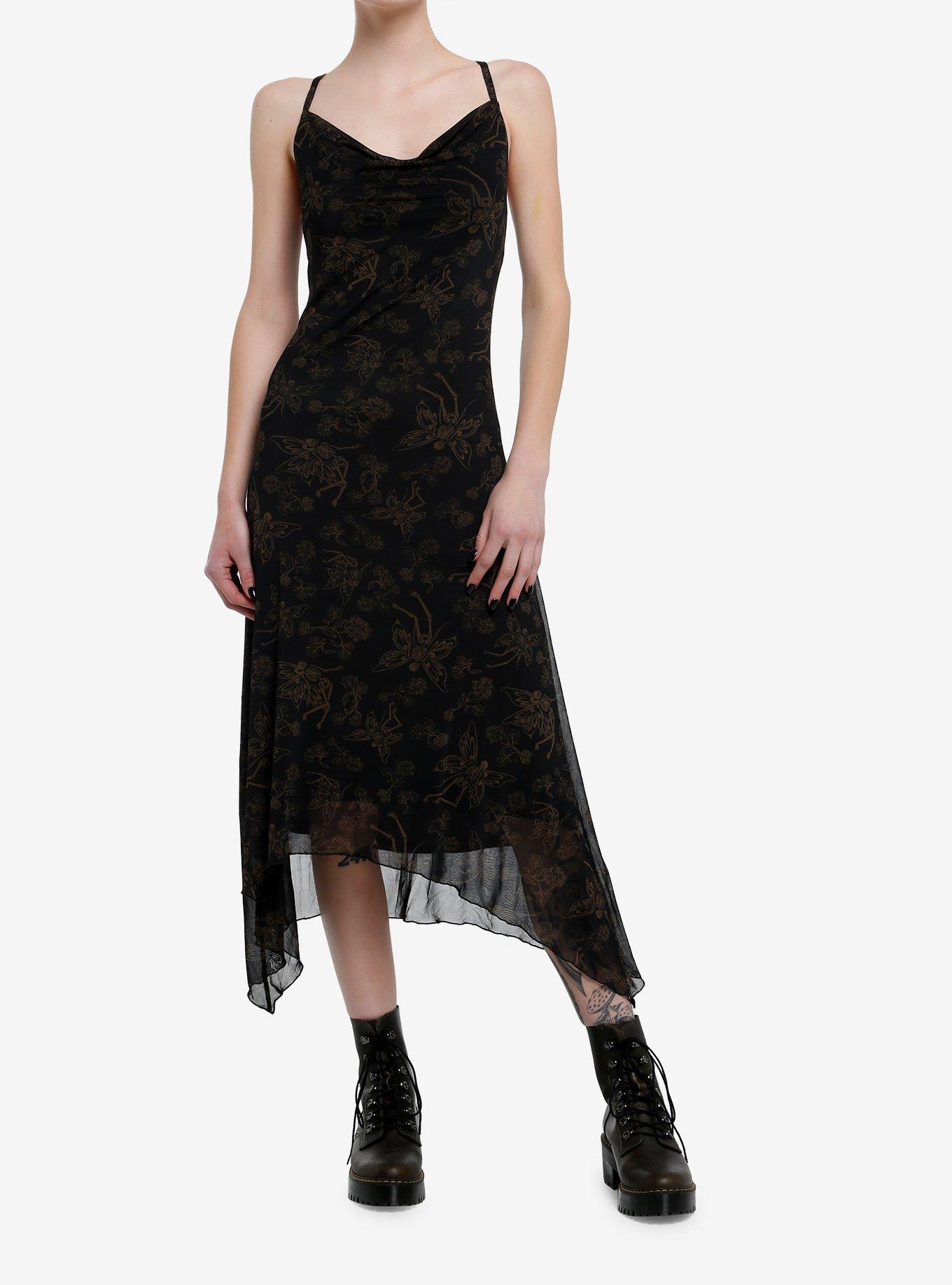 Thorn & Fable Skeleton Fairy Hanky Hem Maxi Slip Dress, , hi-res