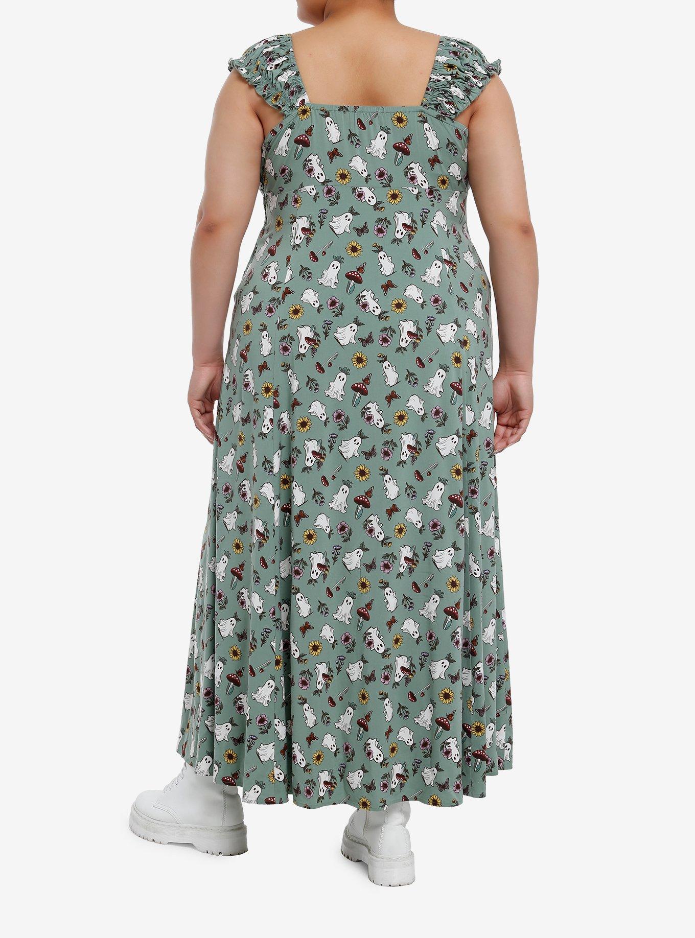 Thorn & Fable Mushroom Ghost Empire Maxi Dress Plus Size, , alternate